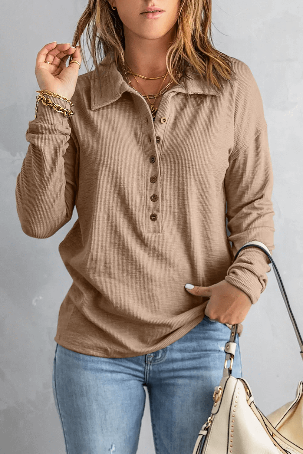 Front Button Knit Top - undefined - Dream Life Boutique