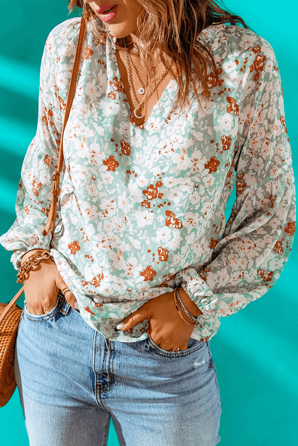 Floral Puff Sleeve Top - undefined - Dream Life Boutique