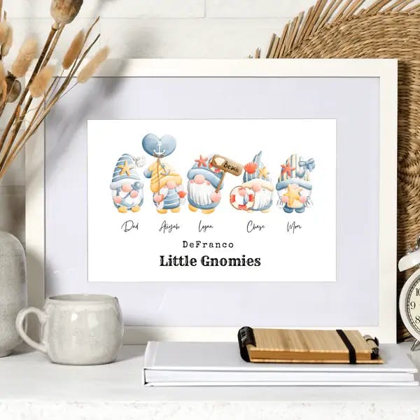 Cozy Gnome Family Personalized Art - undefined - Joyful Bliss Boutique