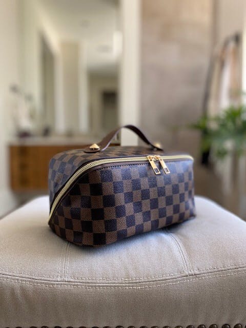 Designer Inspired Checkered Cosmetic Bag - undefined - Mish Mash