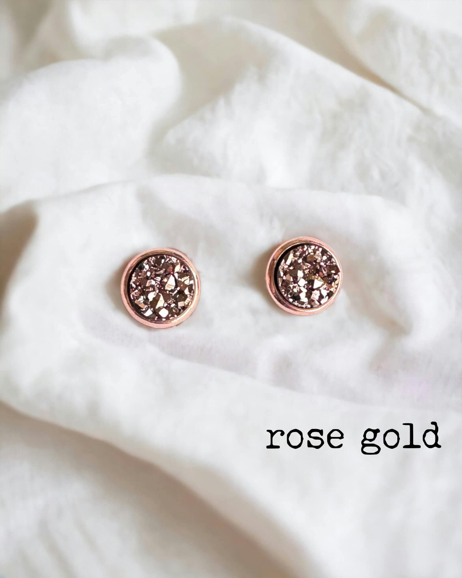 Rose Gold Druzy Stud Earrings - undefined - 521handmade