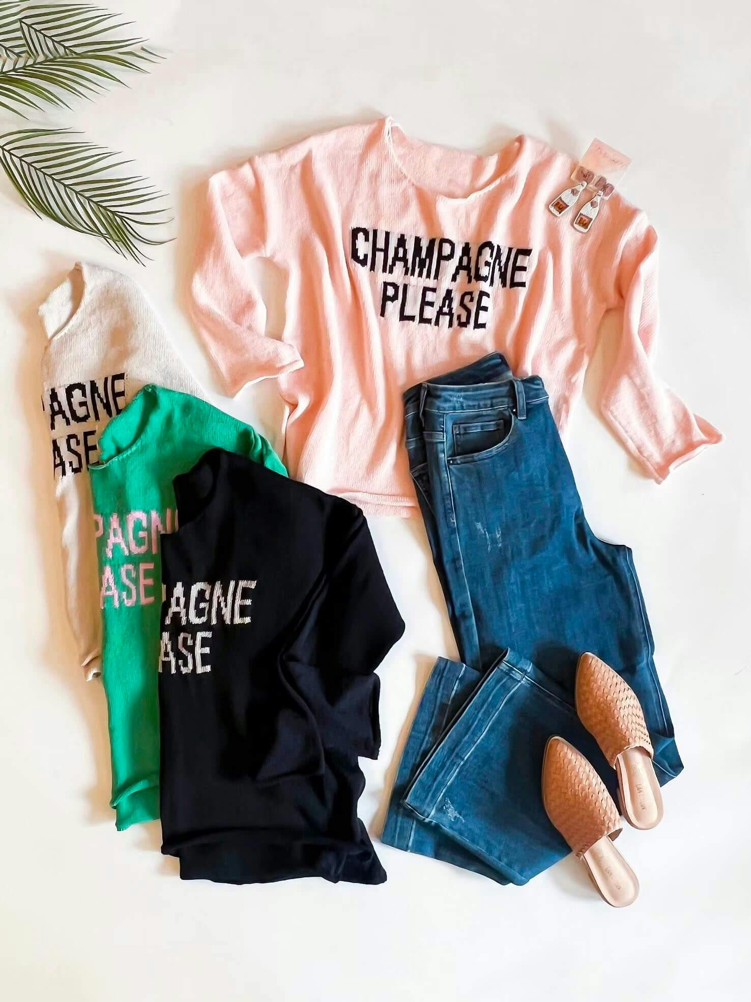 Champagne Please Sweater - undefined - Shop Suey Boutique