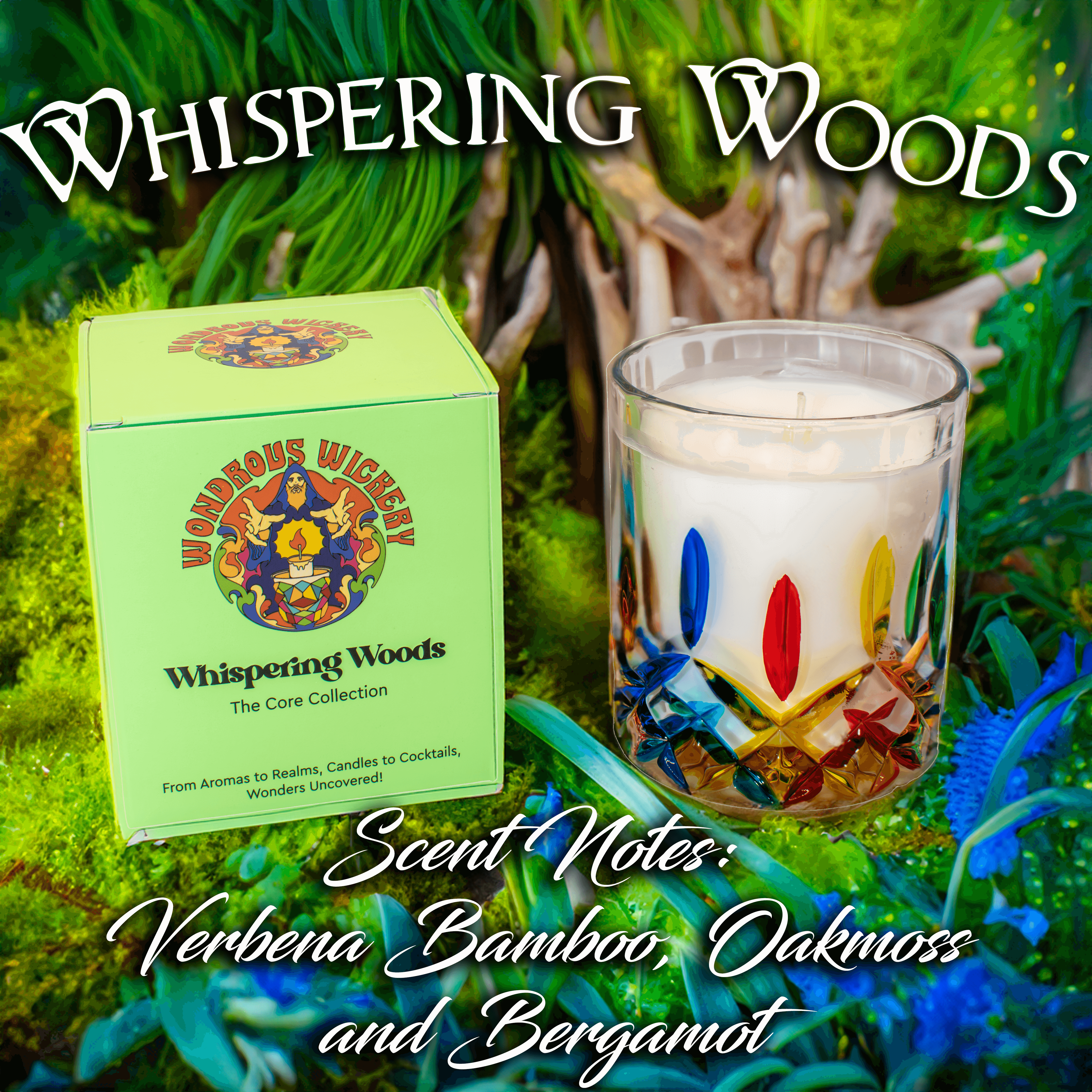 Whispering Woods Candle / Candle to Cocktail Experience / Core Collection / Hand Crafted / Unique Candle Gift - undefined - Wondrous Wickery