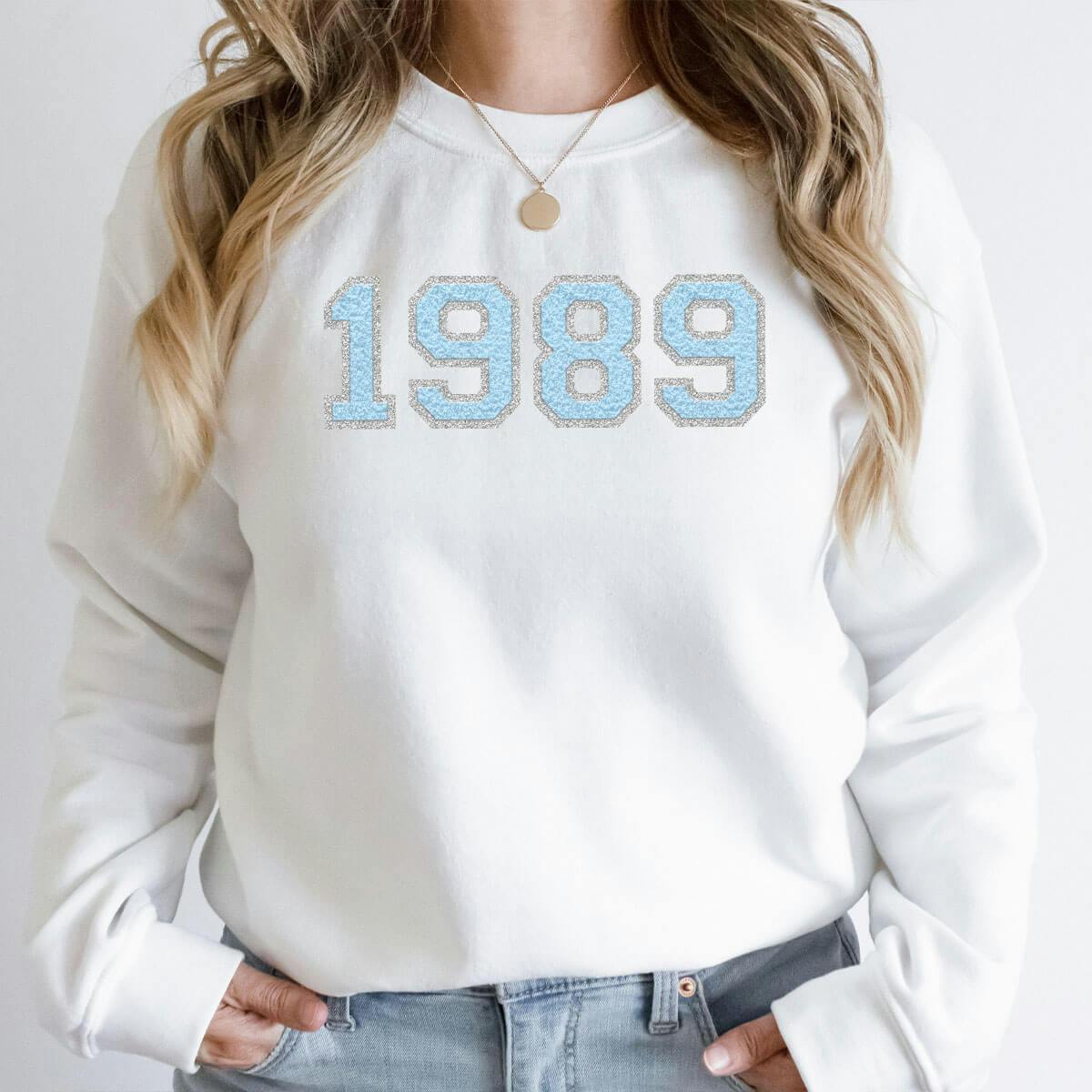 1989 Comfy Sweatshirt | Faux Chenille | Baby Blue | Trending | Music Album  | Taylor | Graphic Sweatshirt | Fleece Lined | Comfy and Warm - undefined - BEADSBEE BOUTIQUE