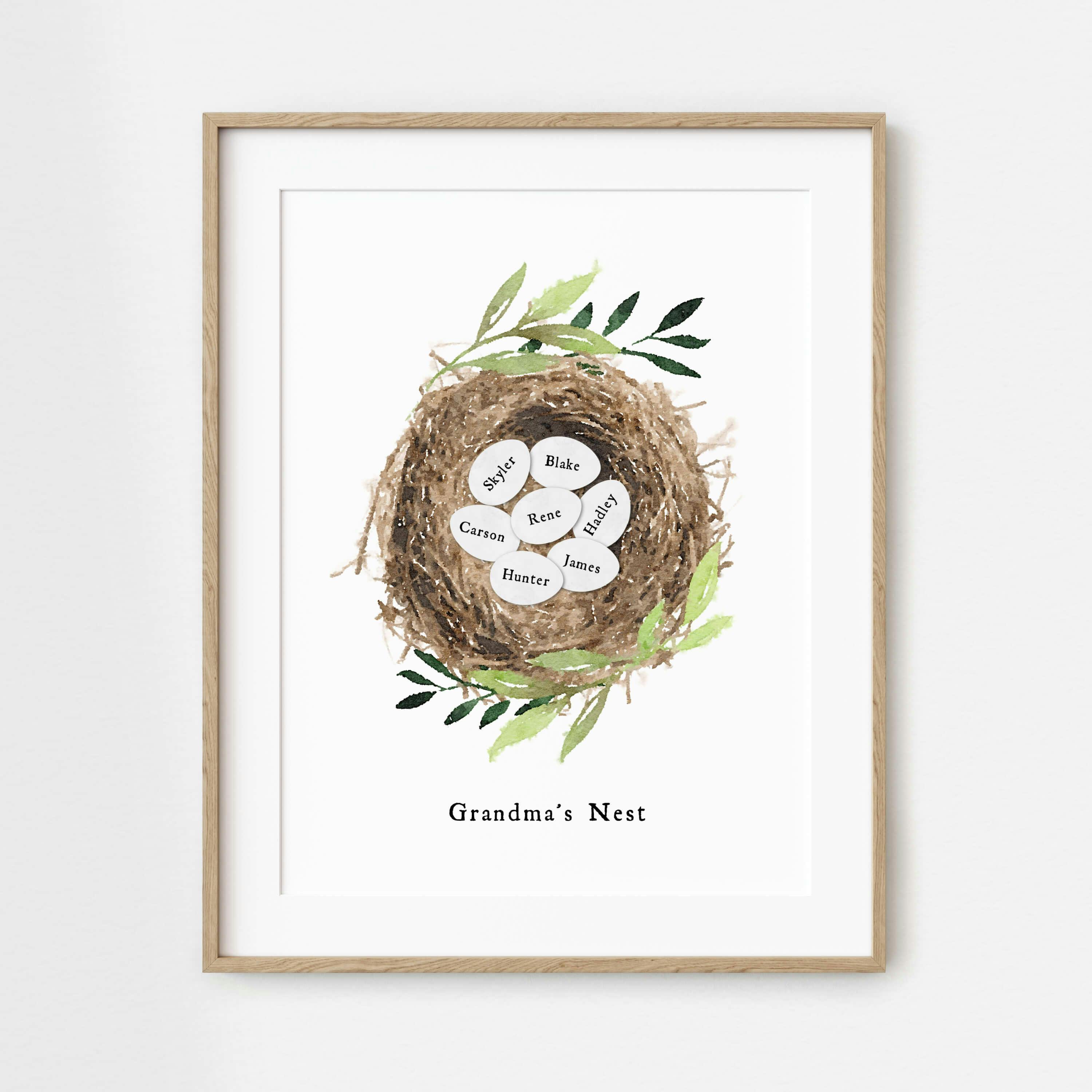 Custom Family Nest Print Up to 7 Eggs & Names - undefined - Jande Summer
