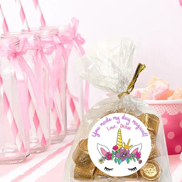 Personalized Girls Birthday Party Stickers & Treat Bags - undefined - Joyful Bliss Boutique