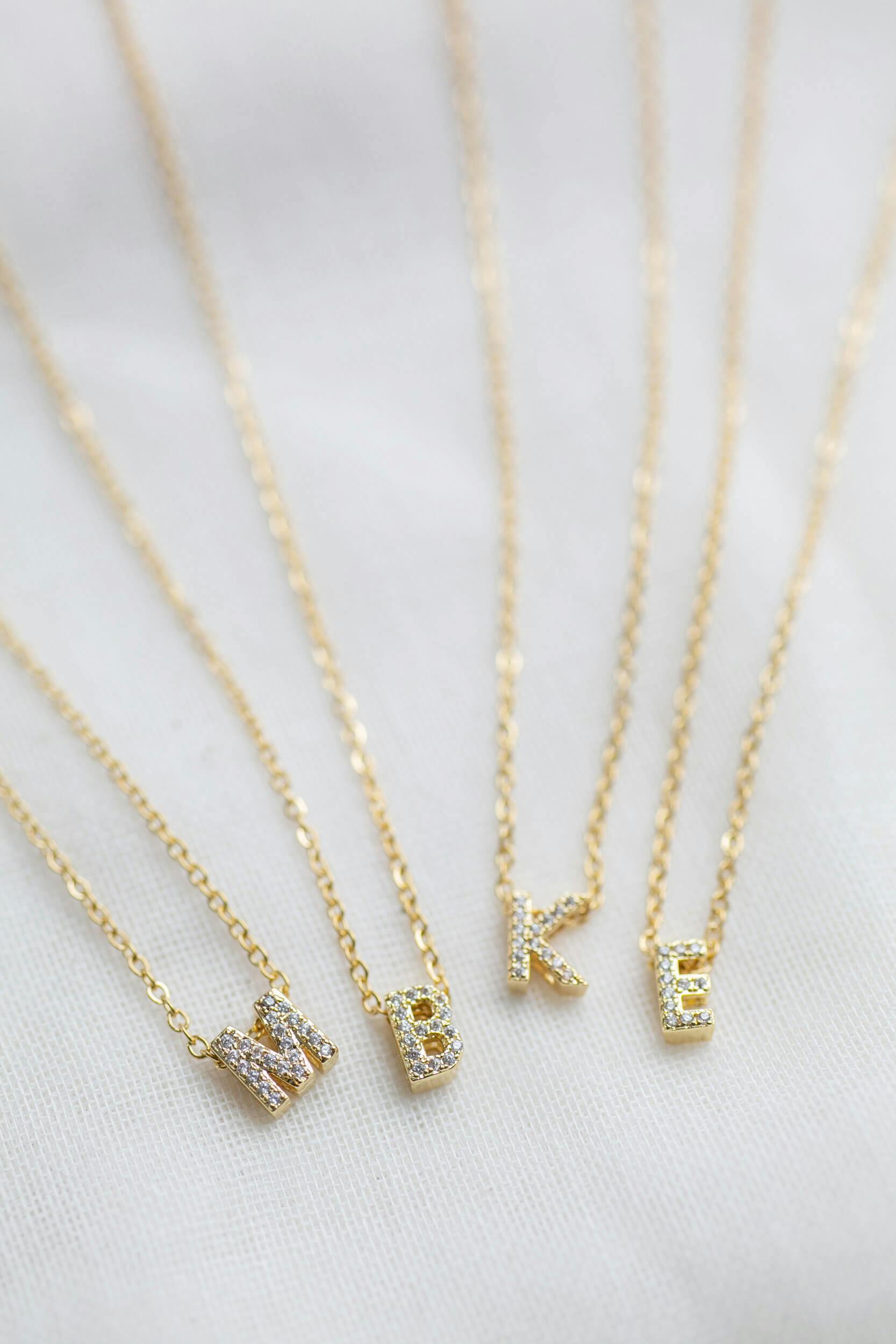 Sparkly Initial Necklace - undefined - Jewel Therapy