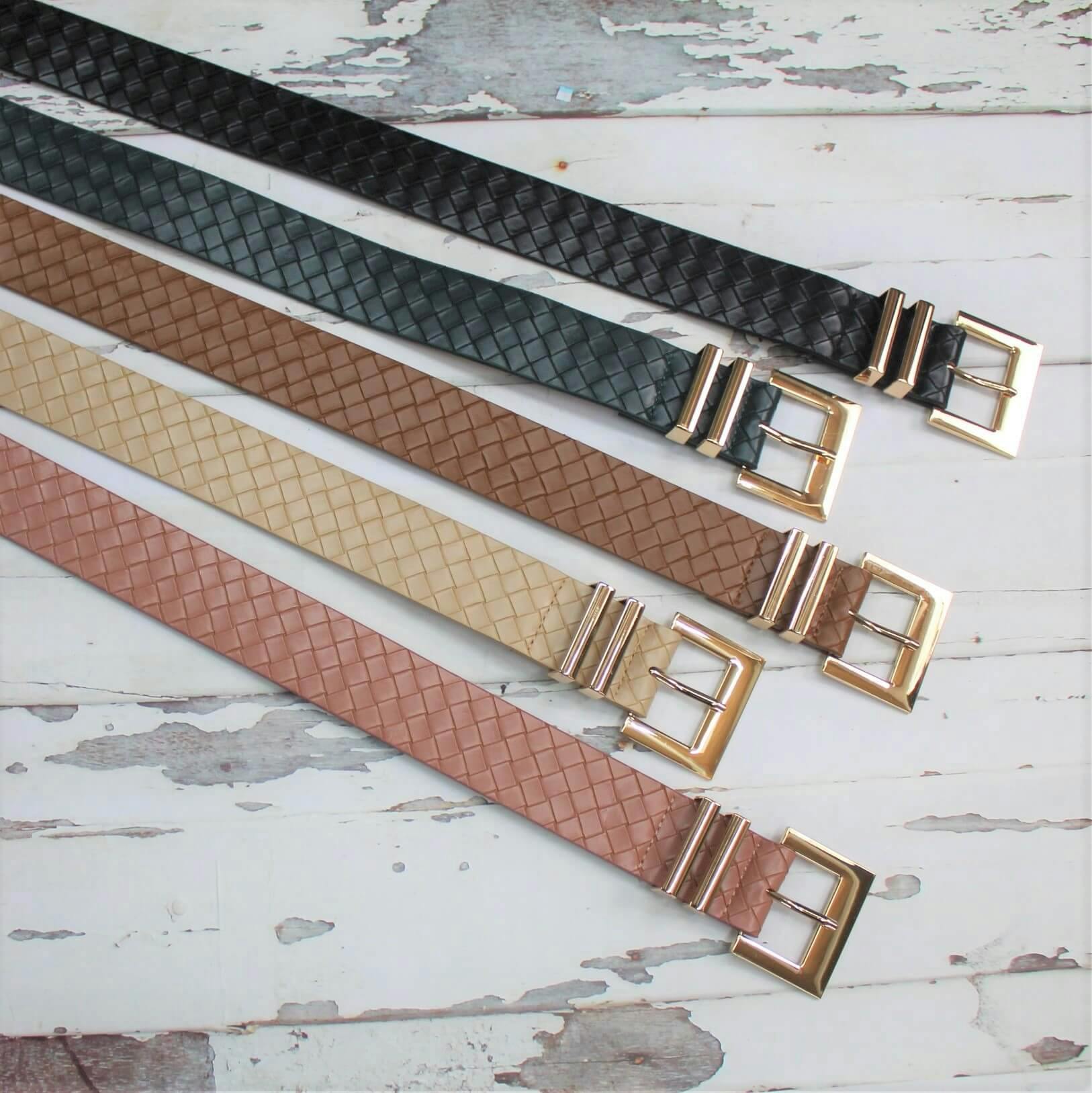 Woven Belt with Gold Buckle - undefined - Just the Lux