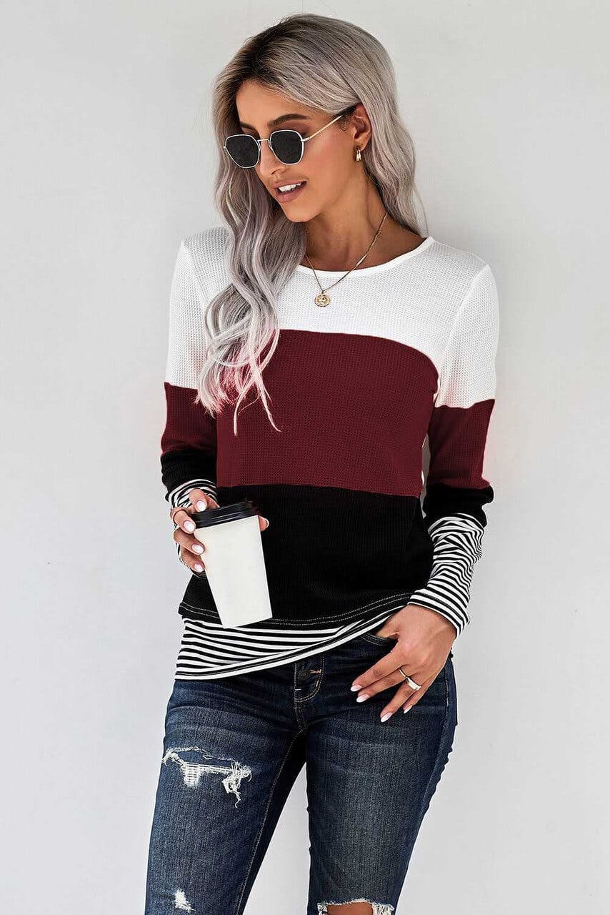 Color Block and Stripes Tunic - undefined - Dream Life Boutique