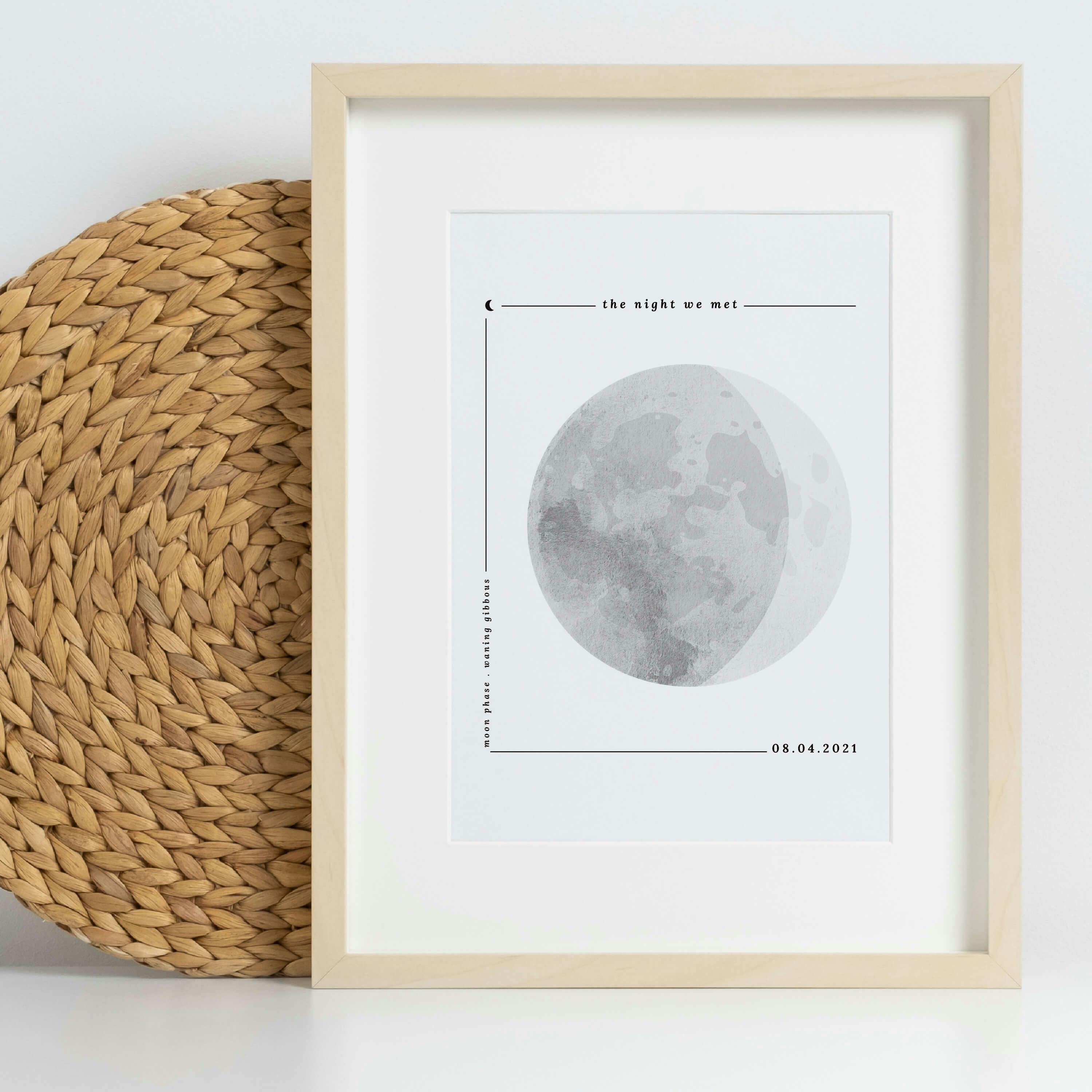 Custom Moon Phase Print | Couples Wedding Gift Special Date Personalized Art - undefined - Jande Summer