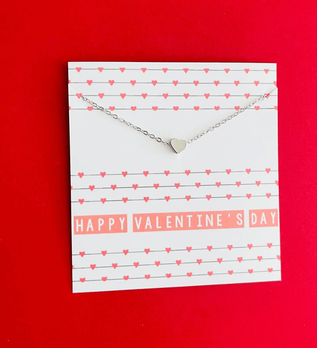 Happy Valentine's Day Heart Necklace & Card - undefined - Peddle Your Paper