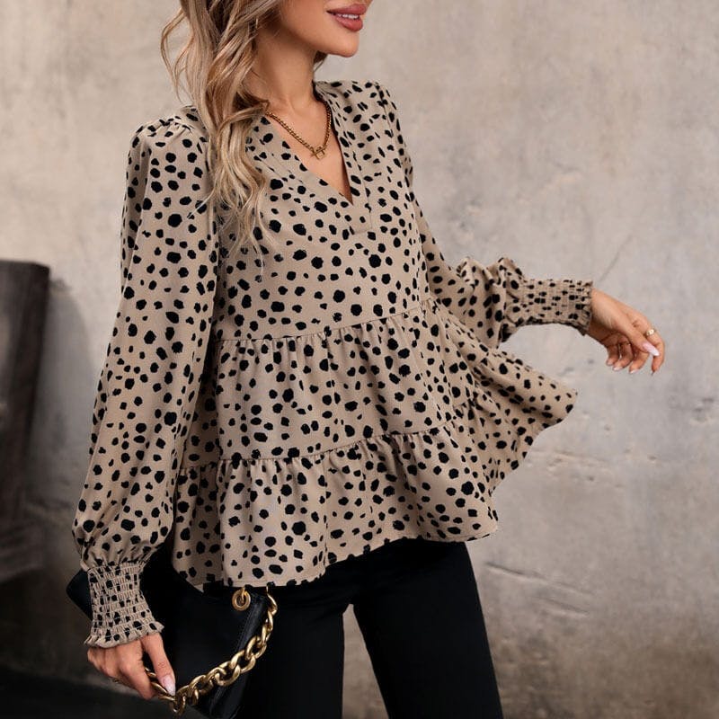 Leopard Baby Doll Blouse - undefined - So Chic Boutique