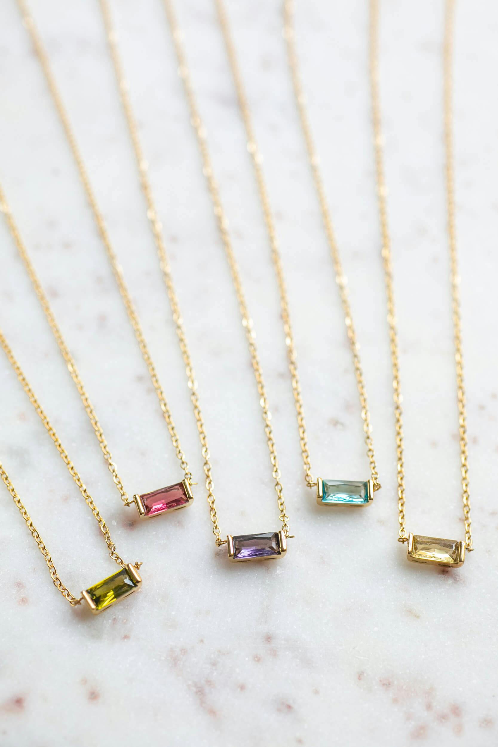 Baguette Birthstone Necklace - undefined - Jewel Therapy