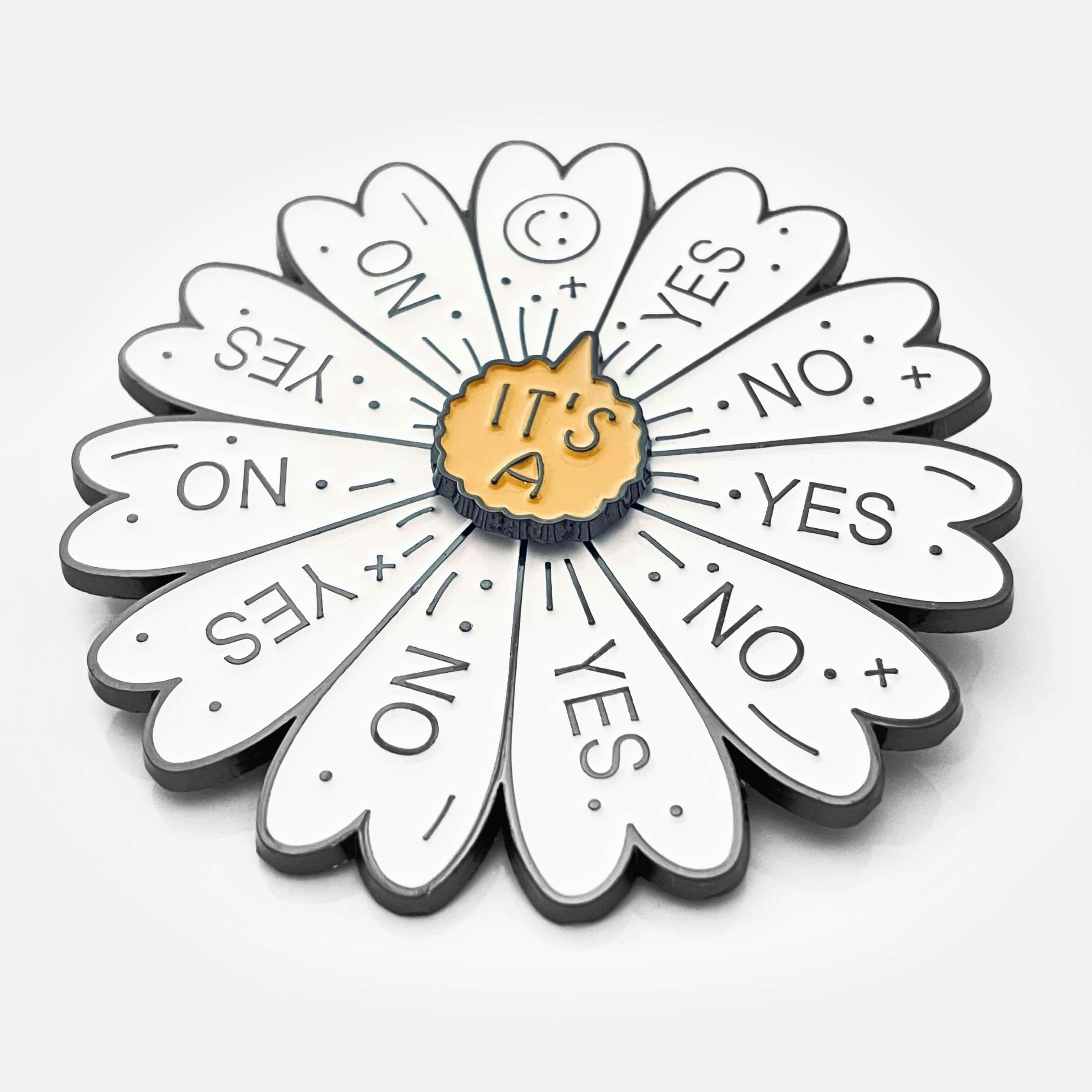Yes or No Spinning Daisy Enamel Pin - undefined - Jande Summer