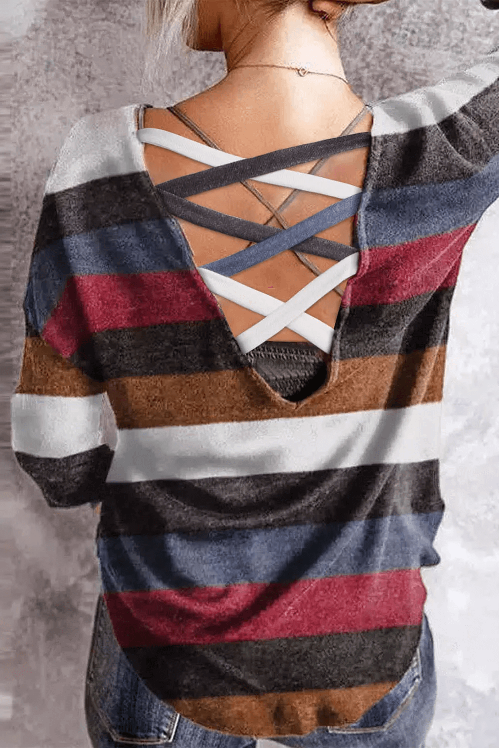 Crisscross Back Striped Top - undefined - Dream Life Boutique