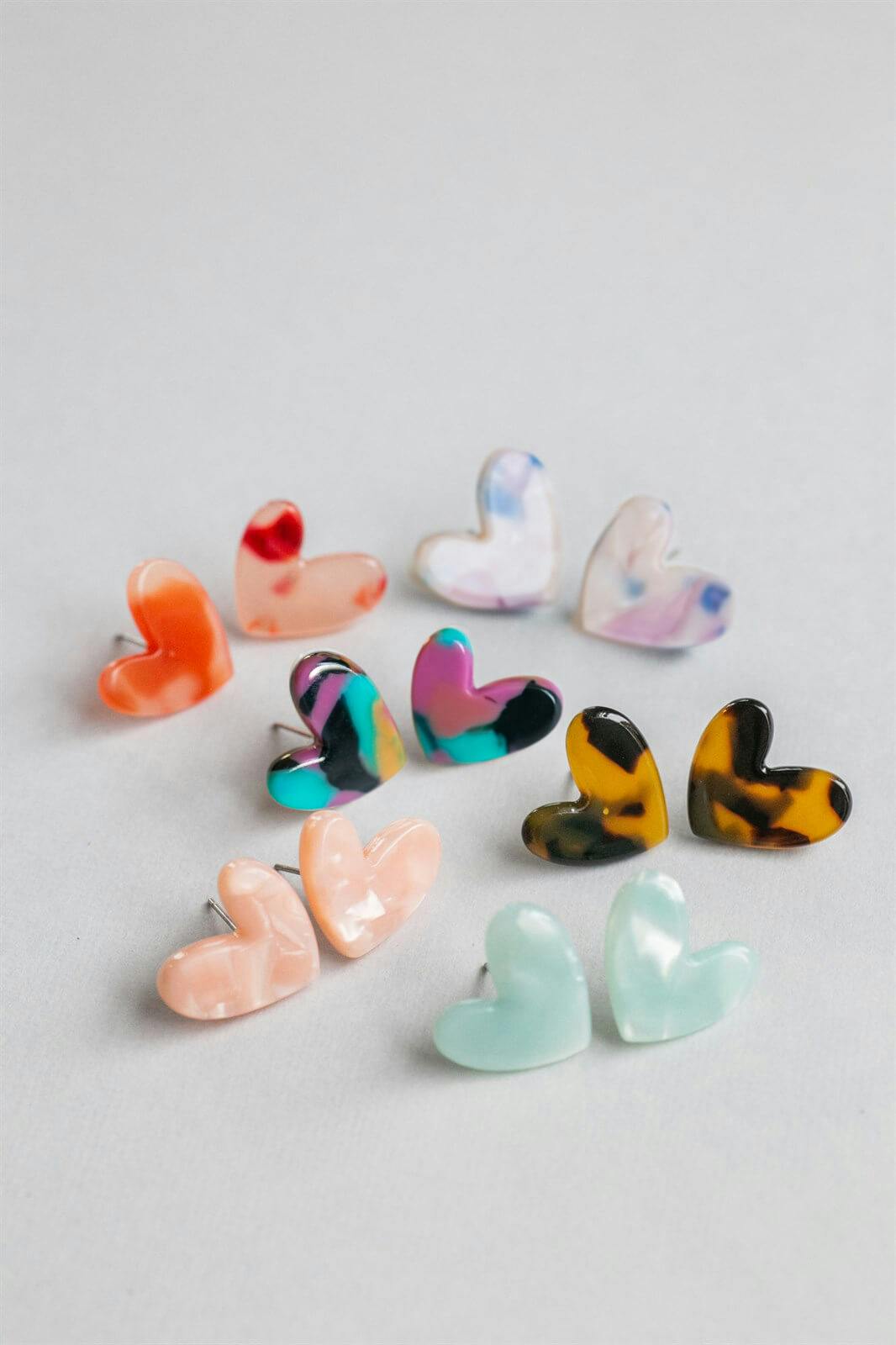 Cute Resin Heart Stud Earrings - undefined - Jewel Therapy