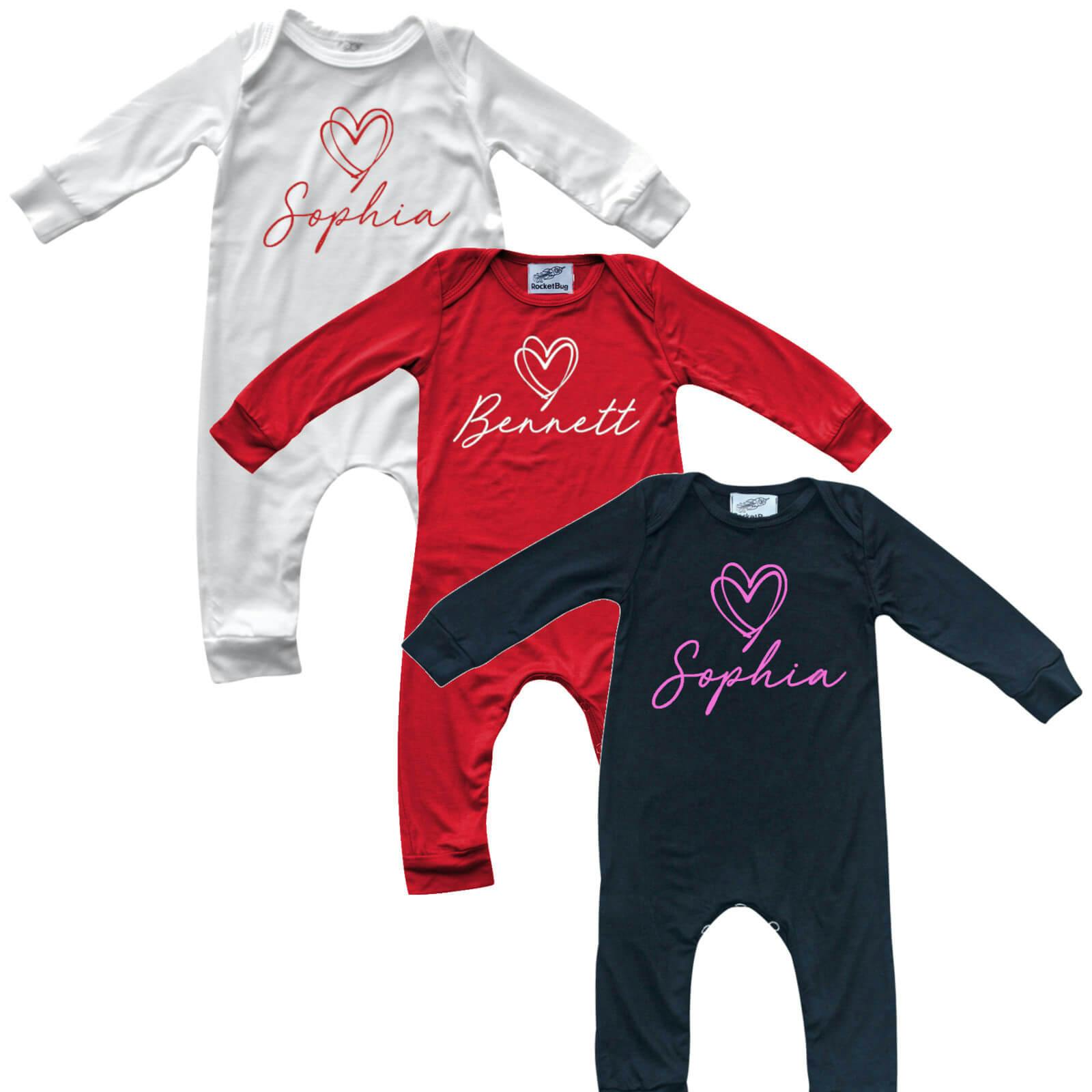 Personalized Valentine's Day Long Sleeve Baby Jumpsuit Romper - undefined - Rocket Bug