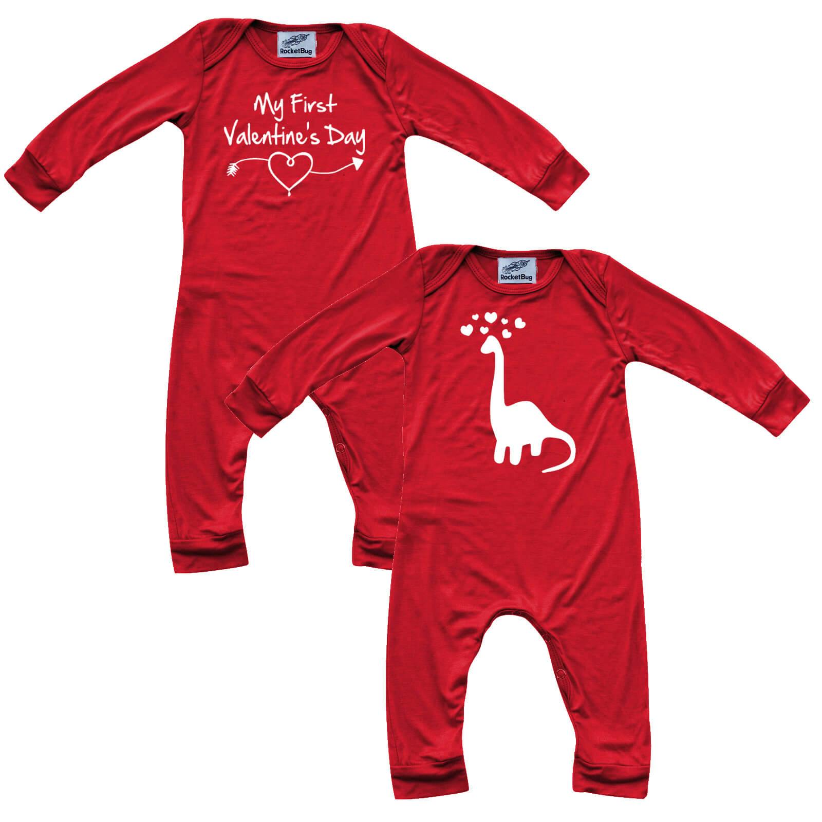 Graphic Long Sleeve Valentine Rompers - undefined - Rocket Bug