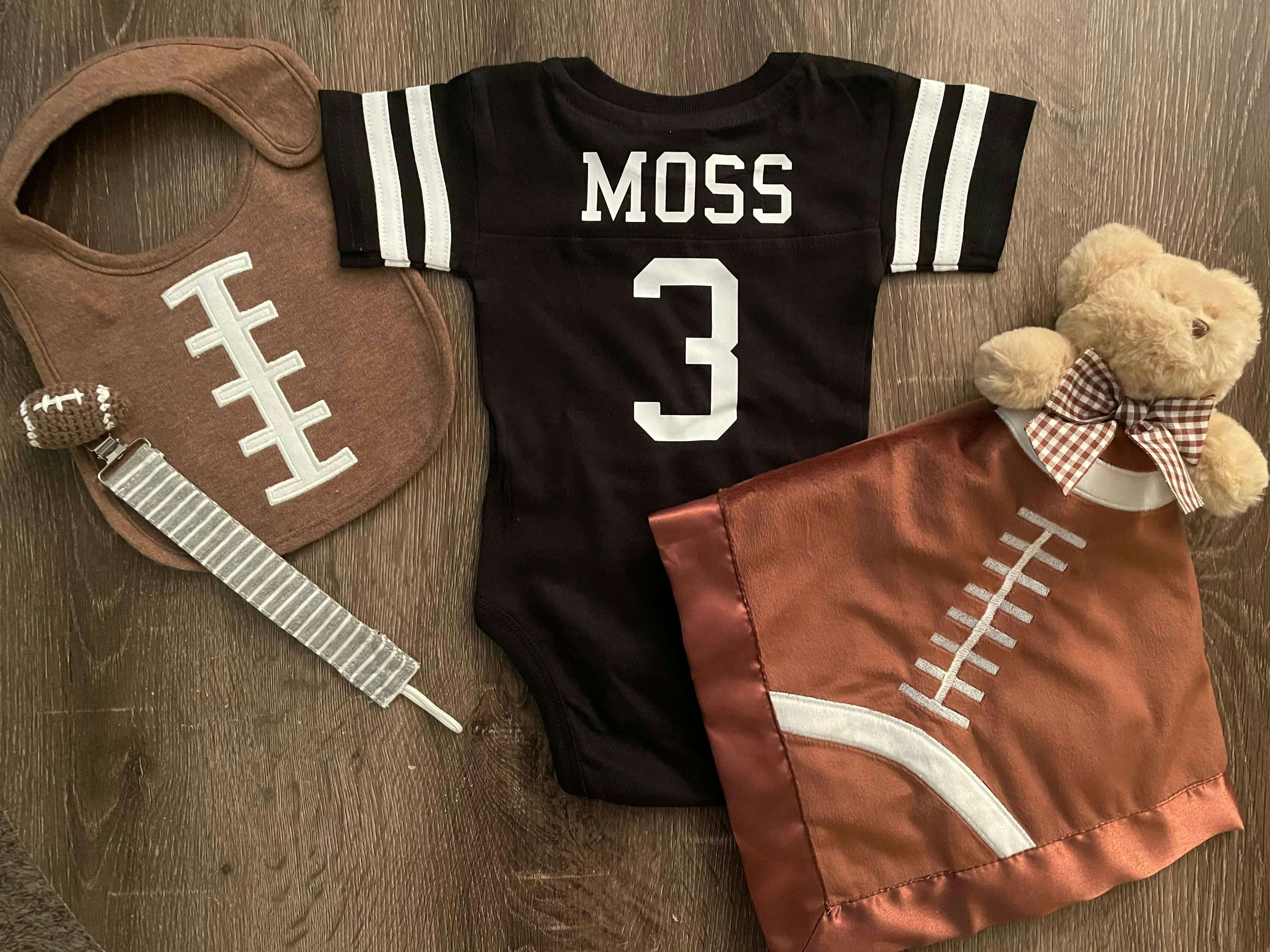 Cotton Football Sport Jersey Baby Bodysuit Personalized with Name & Number - undefined - Rocket Bug