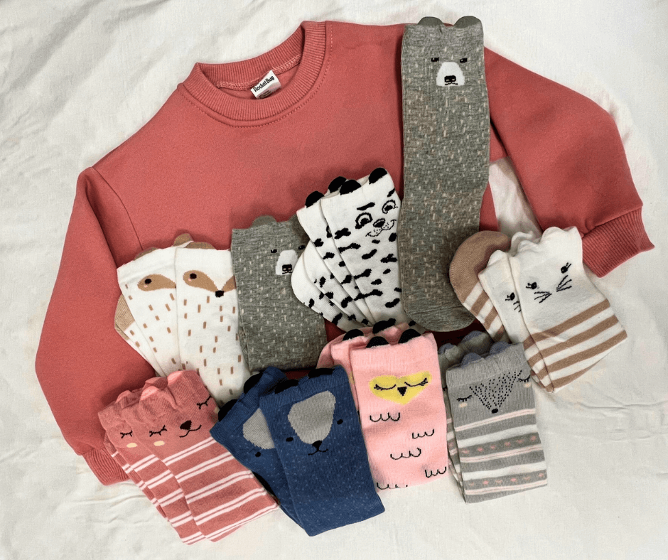 Girl's Animal Crew Sock Set for Toddlers and Kids - undefined - Rocket Bug