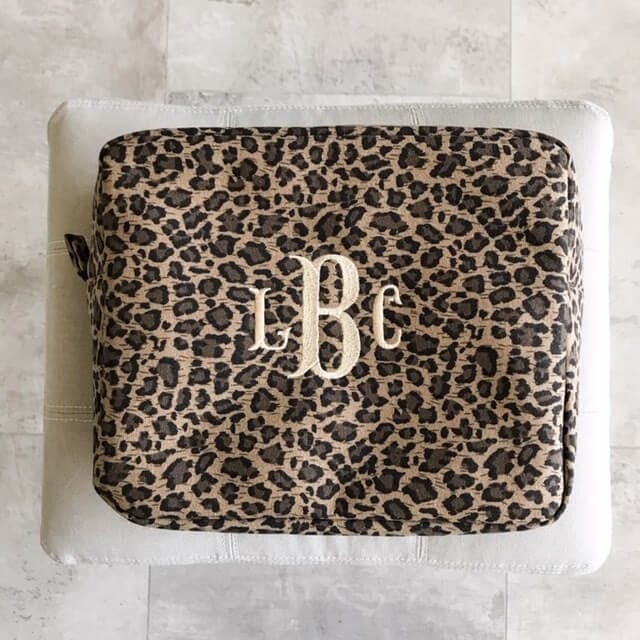 PERSONALIZED LARGE LEOPARD COSMETIC BAG - undefined - Mish Mash