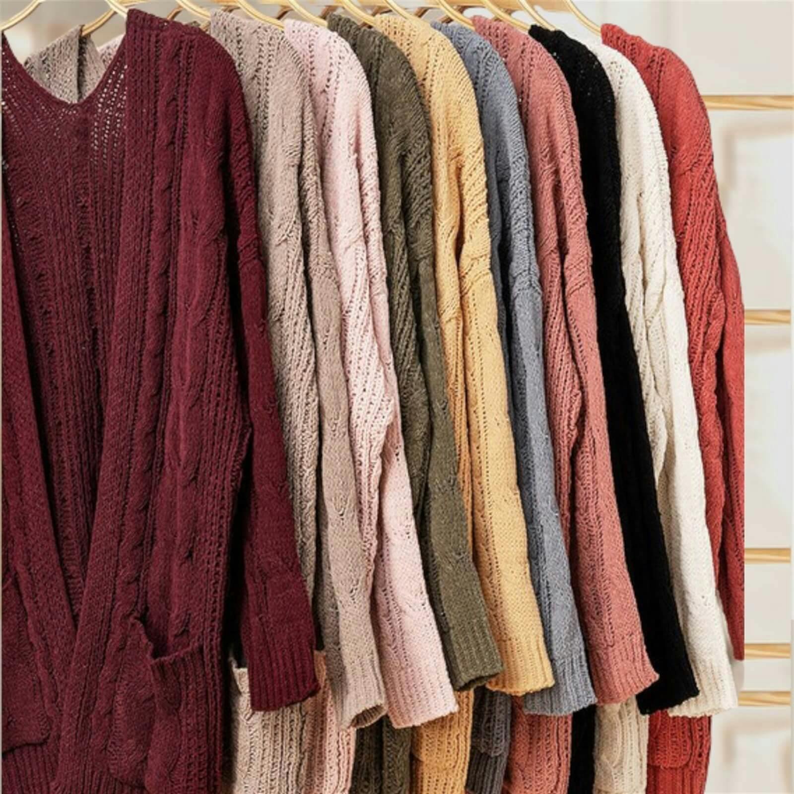 Cable Knit Ribbed Open Front Cardigan - undefined - Hope + Grace