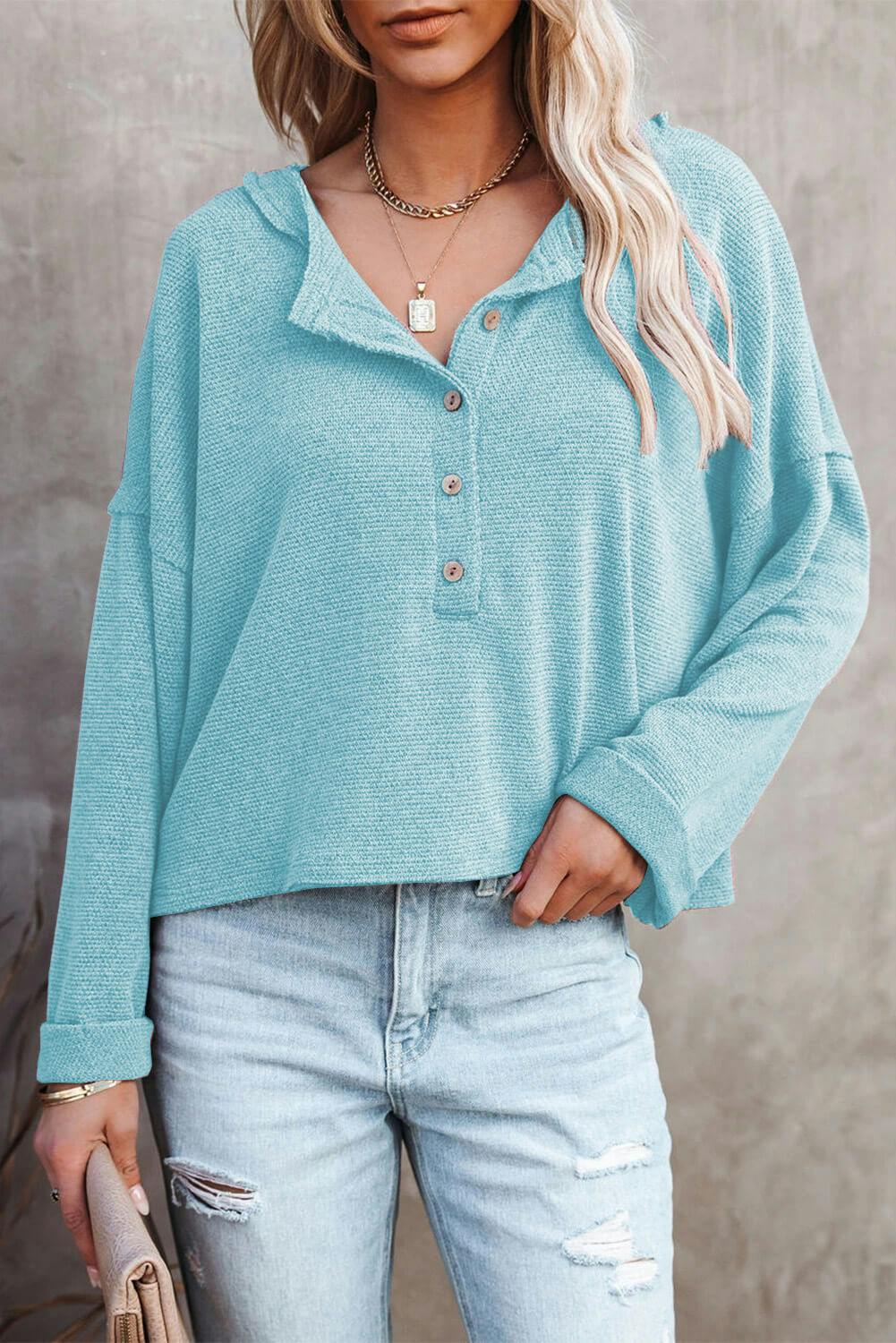 Half Button Up Top - undefined - Dream Life Boutique
