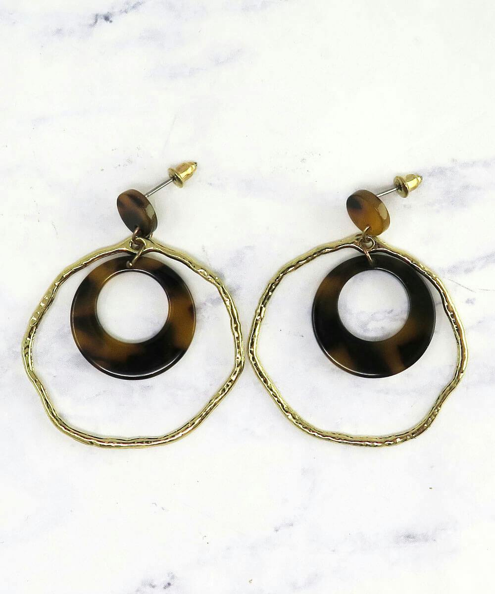 Gold Lucite Tortoise Shell Dangle Earrings - undefined - Ever So Clutch