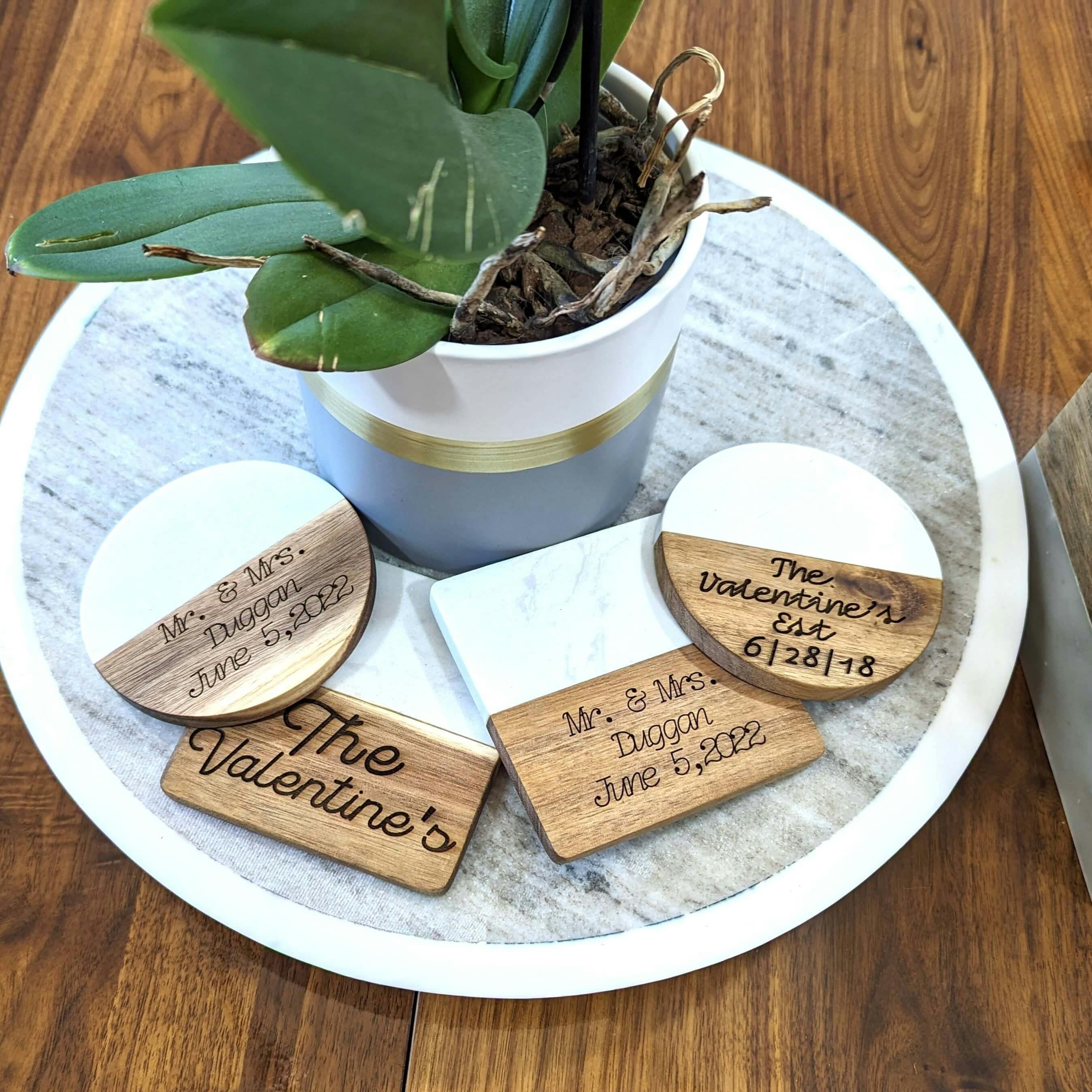 Custom Printed Marble and Wood Coasters - undefined - Just the Lux