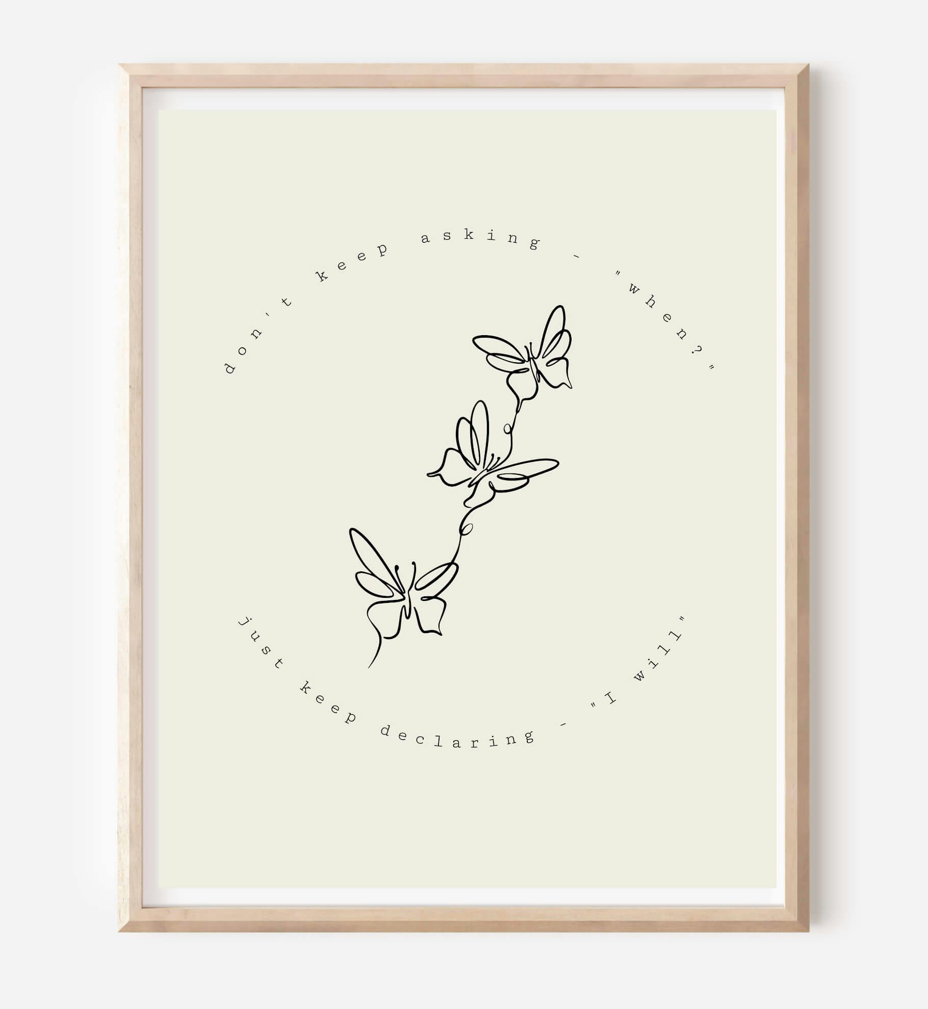 I Will Heal - Butterfly Line Art Print - undefined - bright side girl shoppe