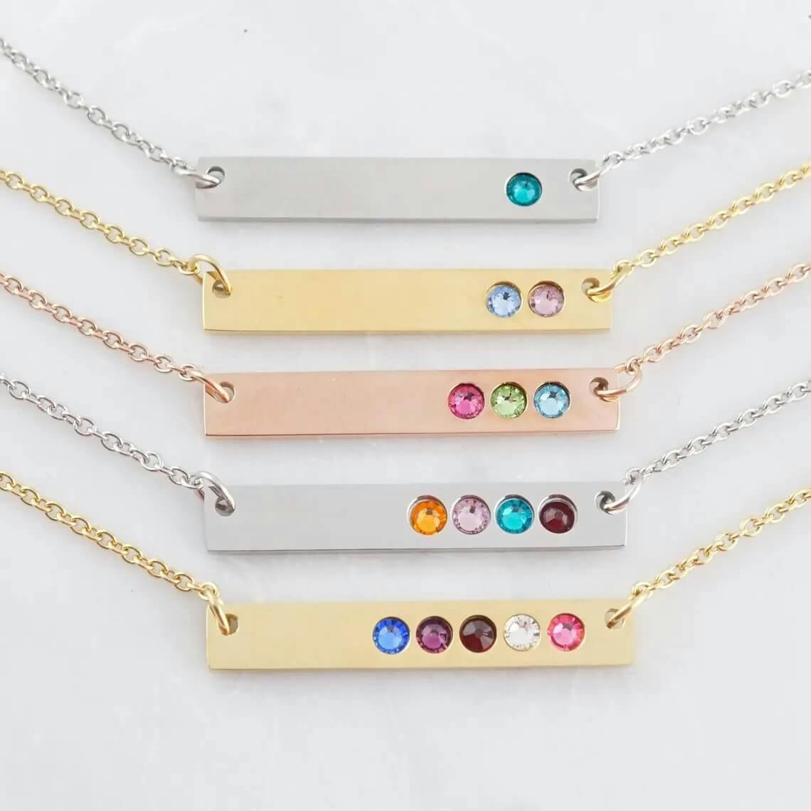 Personalized Birthstone Bar Necklace - undefined - Designs by KaraMarie